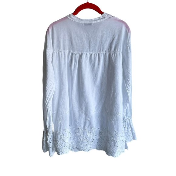 CÍVICO 51 White Long Sleeve Flared Eyelet‎ Cotton Boho Ladies Blouse, S - Picture 2 of 6